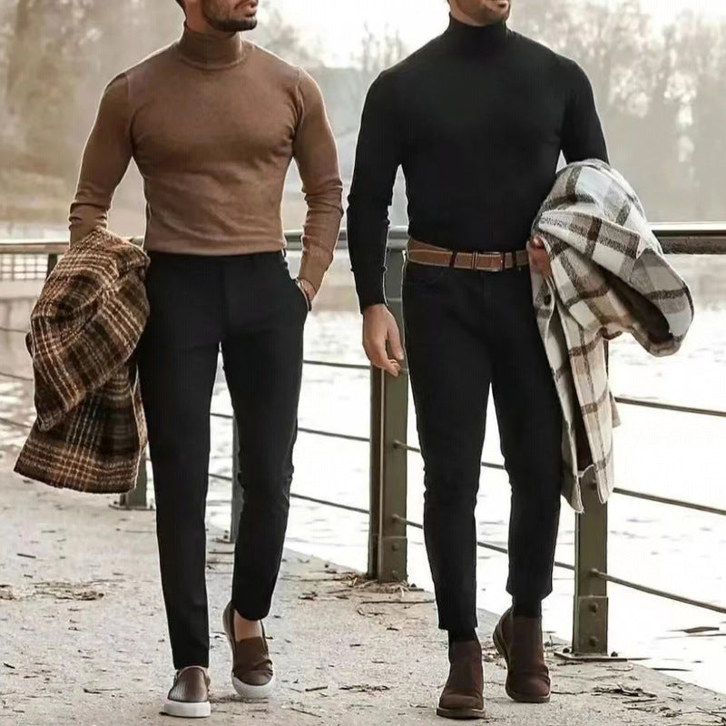 Herren Rollkragenpullover Weich Stretch Modern