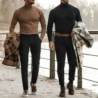 Herren Rollkragenpullover Weich Stretch Modern