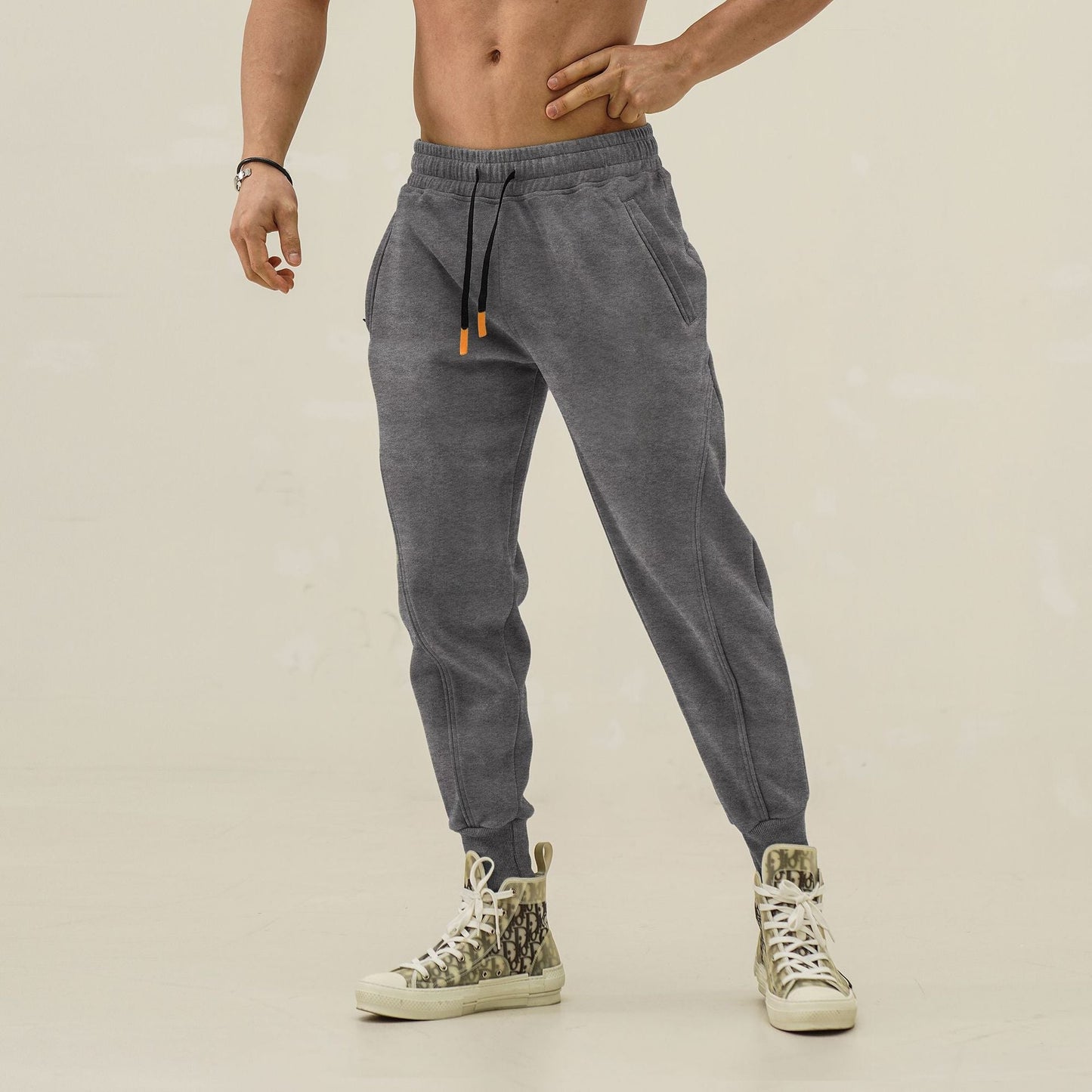 Herren Sportpants Elastisch Mit Reißverschlusstaschen