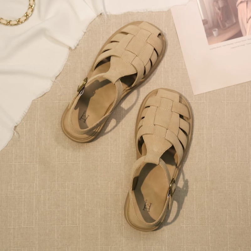 Damen Riemchensandalen Geflochten Komfortabel Sommer - BerlinGlamour