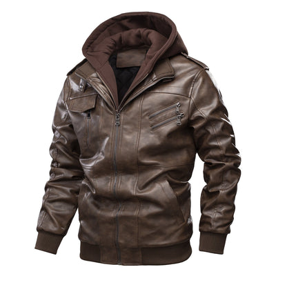 Lederjacke Herren Modern mit Kapuze Schwarz - BerlinGlamour