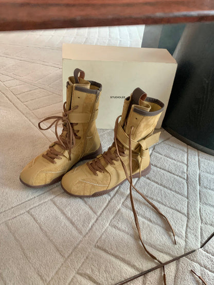 Damen Stiefel High-Top Schnürstiefel Luxus Innenfutter