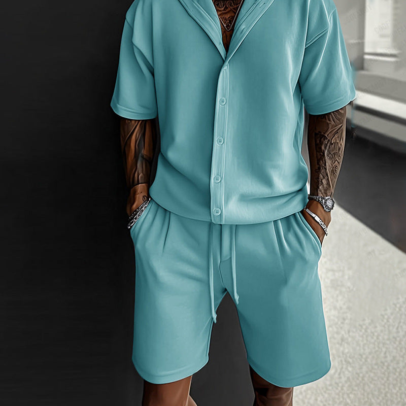 Herren Sportset Kurzarm Hoodie Shorts Bequem Freizeit