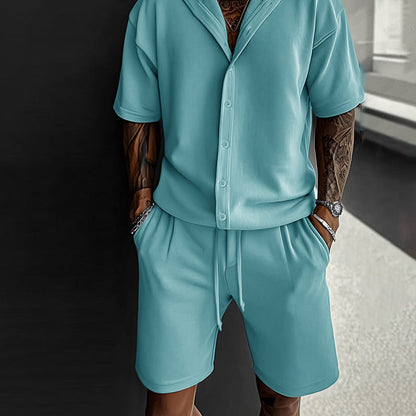 Herren Sportset Kurzarm Hoodie Shorts Bequem Freizeit