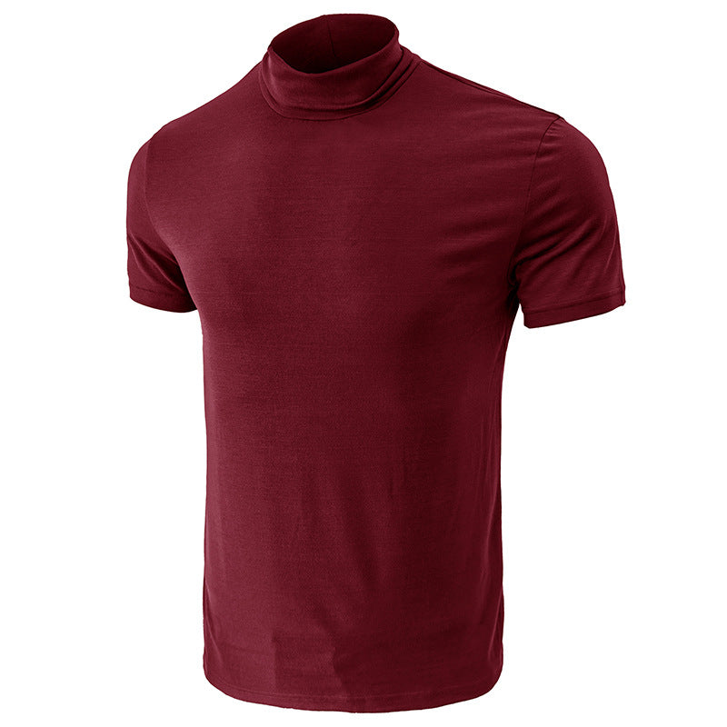 Herren T-Shirt Kurzarm Elastisch Hochkragen Modern