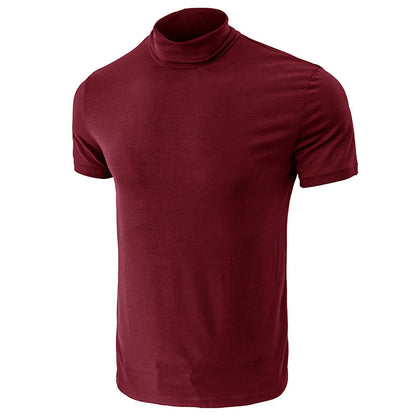 Herren T-Shirt Kurzarm Elastisch Hochkragen Modern