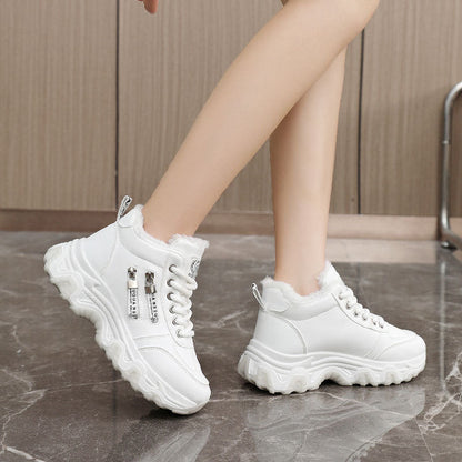 Damen Sneaker High-Top Gefüttert mit Reißverschluss Schwarz