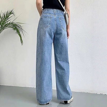 Damen High-Waist Jeans Bequem Mit Taschen