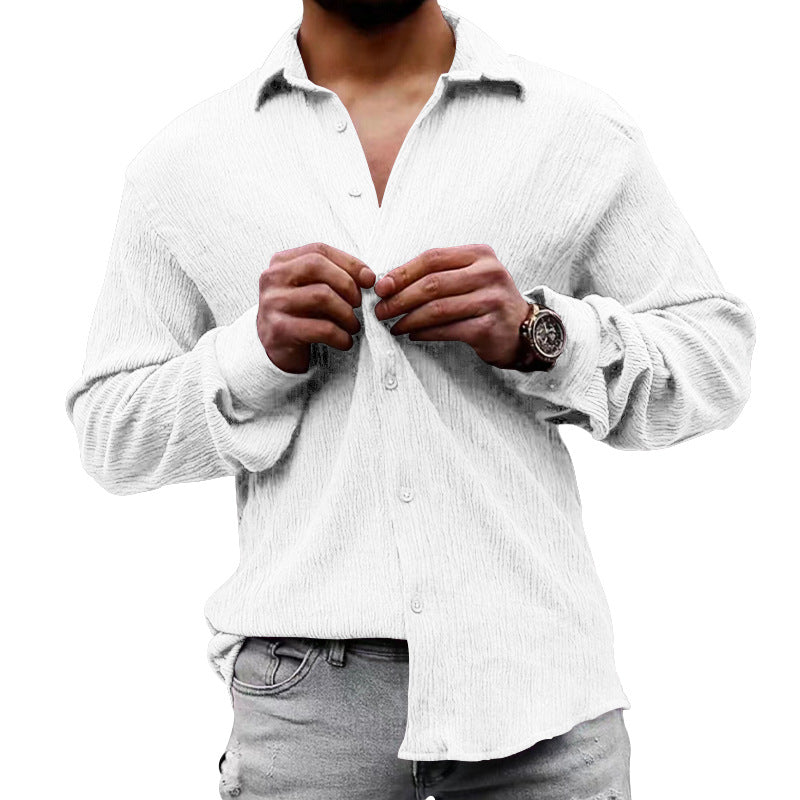 Herren Langarmhemd Lässig Strukturiert Casual
