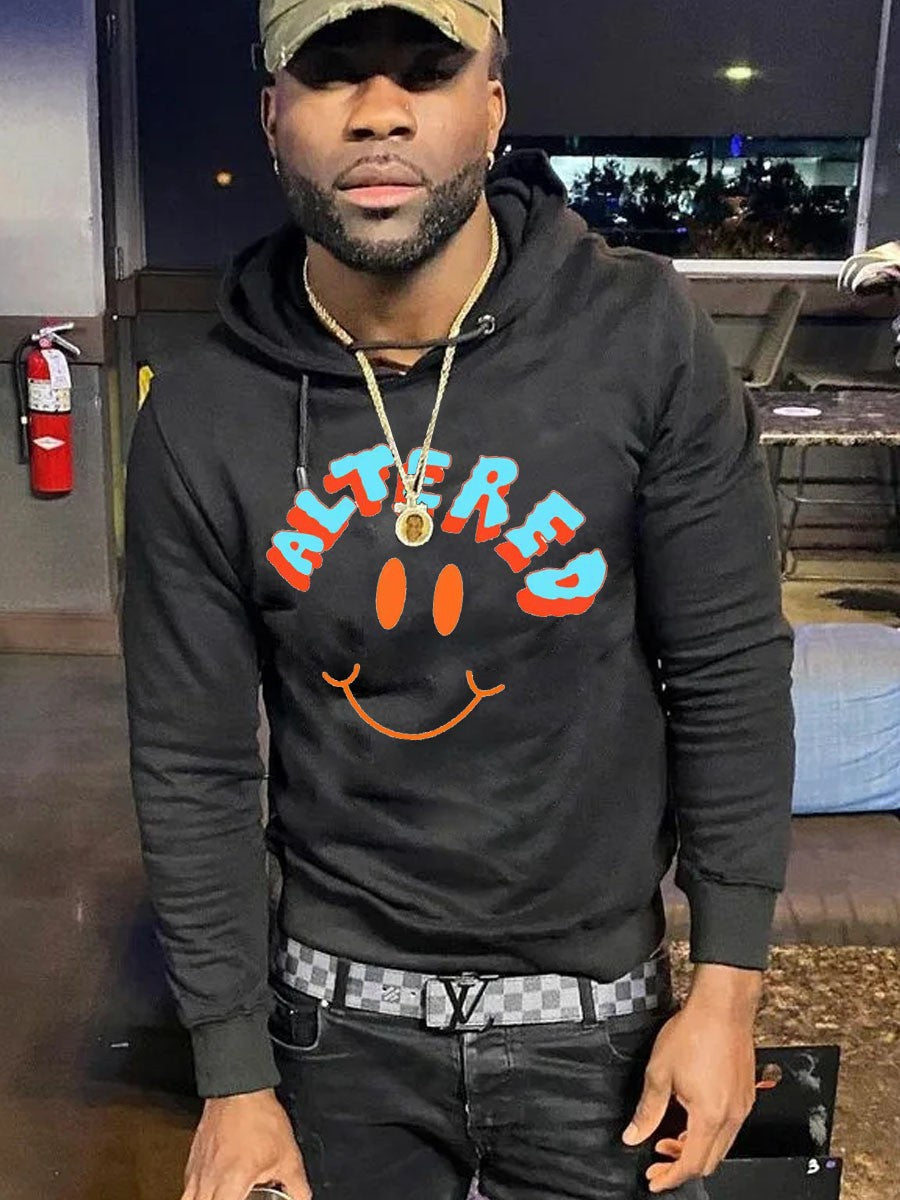 Herren Pullover Kapuze Smiley Print Bequem Modern