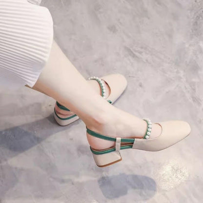 Damen Slingback Pumps Mit Perlen Schmuck Hochhackig Komfortabel - BerlinGlamour