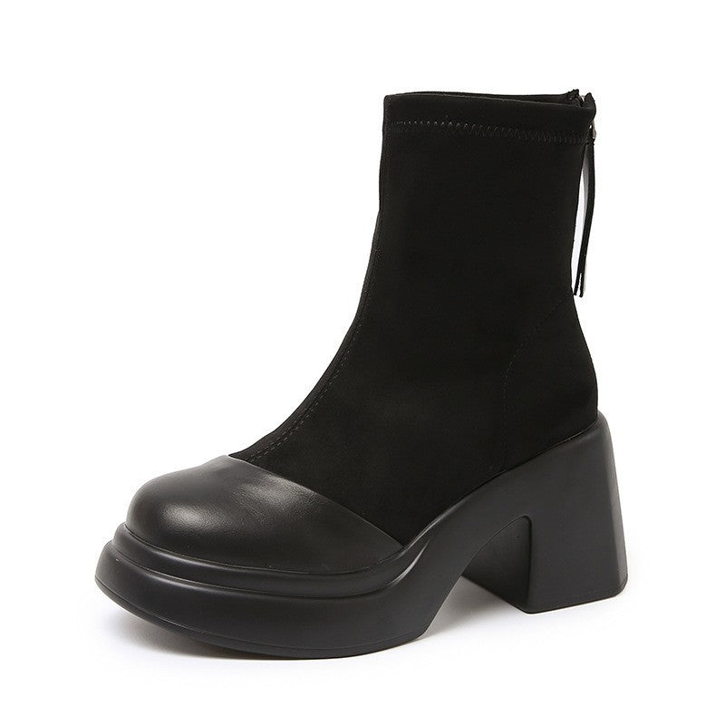 Damen Stiefeletten Blockabsatz Elastisch Modisch - BerlinGlamour