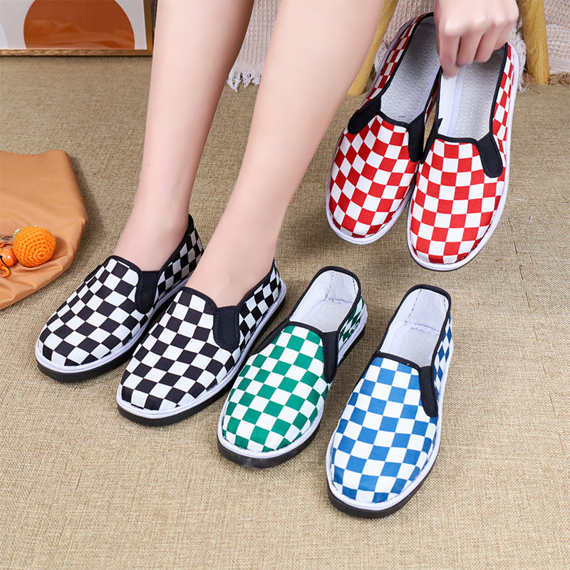 Damen Sneaker Karo Slip-On Comfort Schuhe - BerlinGlamour