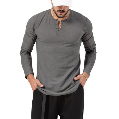 Herren Langarmshirt Mit Knopfverschluss Modern