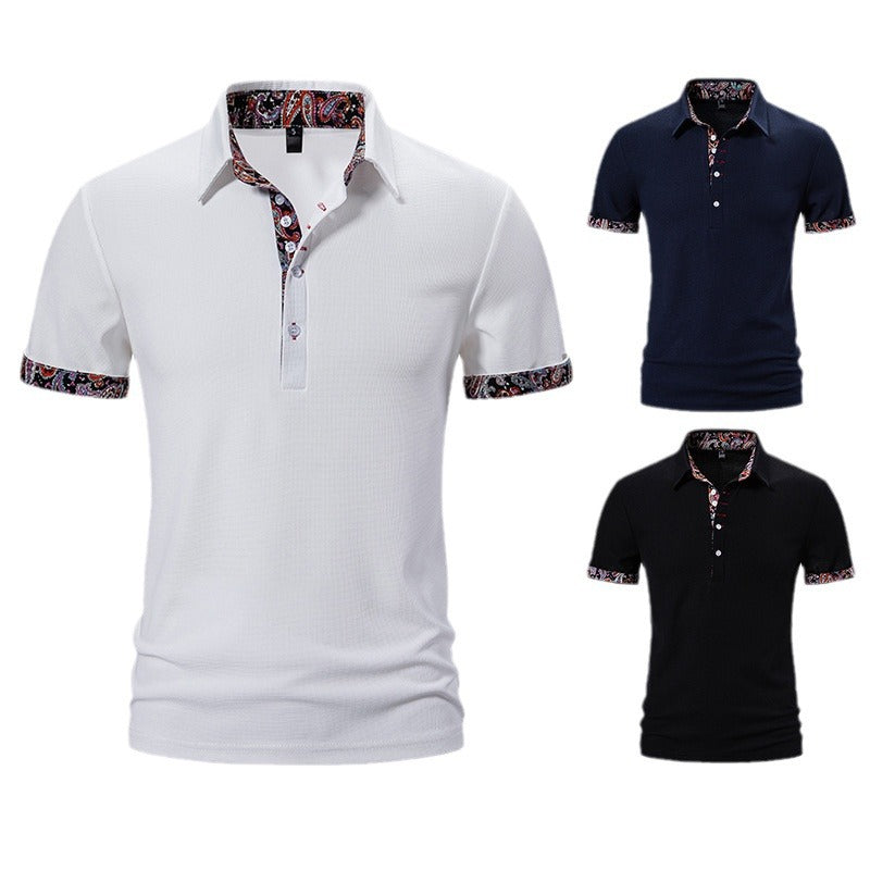 Herren Polohemd Paisley Muster Kragen Modern