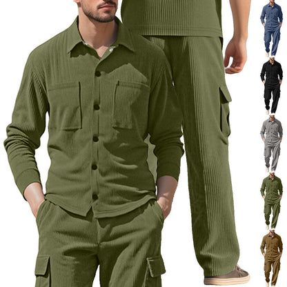 Herren Cargo-Set Strukturiert Jacke Hose Outdoor
