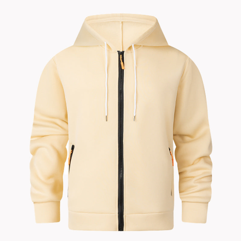 Herren Fleece Hoodie Sportlich Reißverschluss Taschen