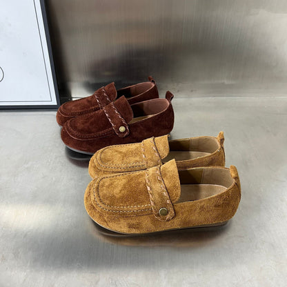 Damen Mokassins Wildleder Schnalle Modern Luxus