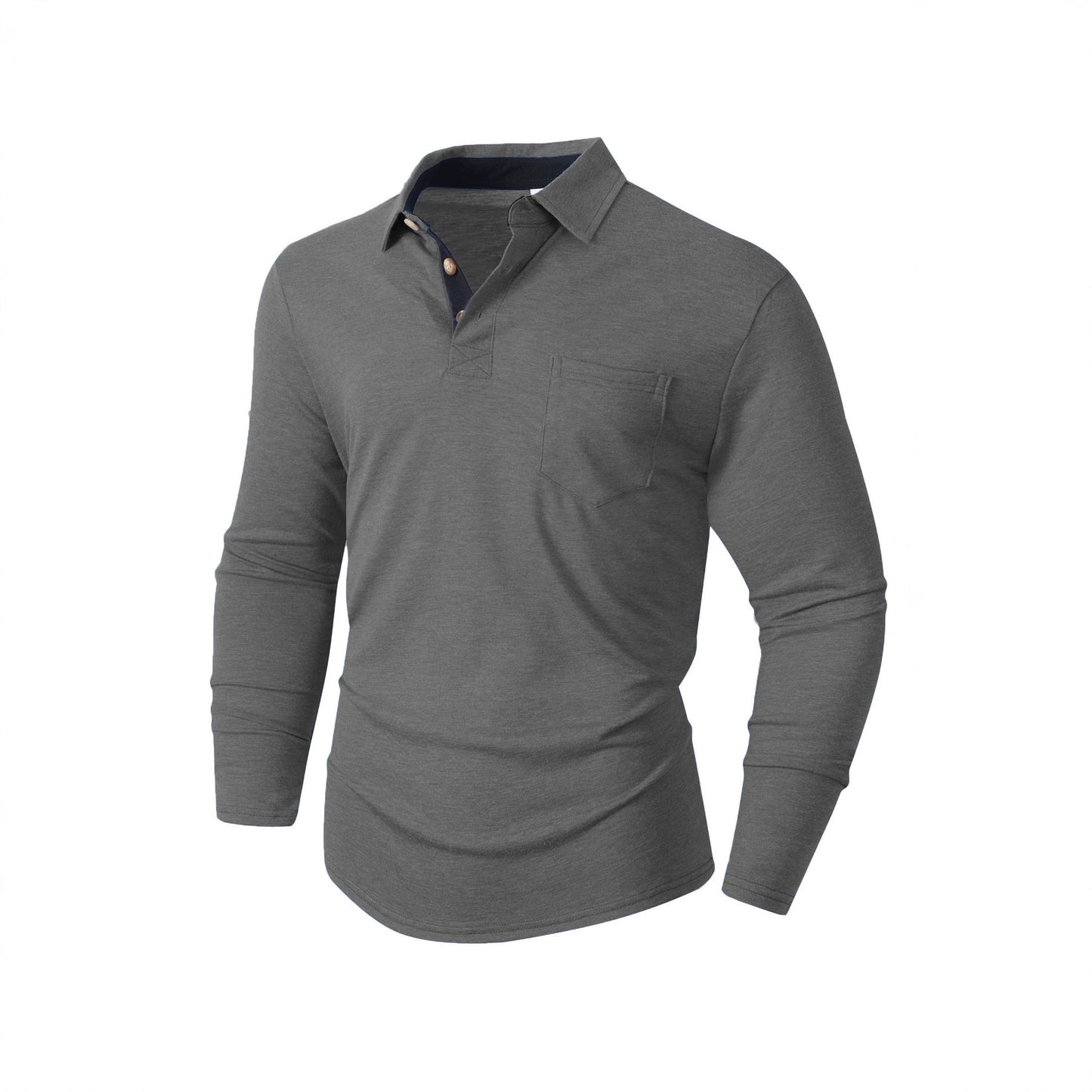 Herren Langarm Polo mit Kragen Design und Brusttasche Modern