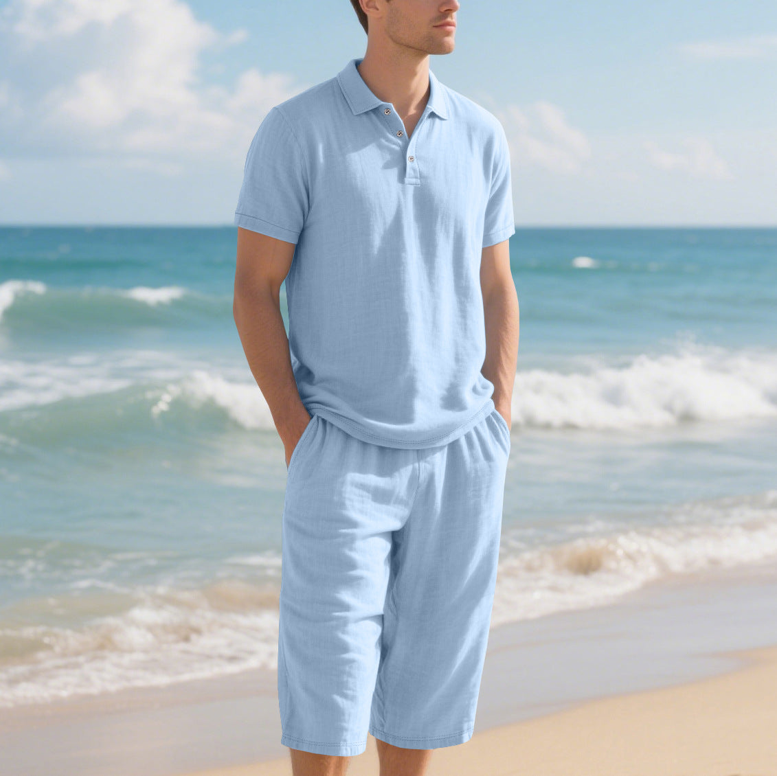 Herren Poloshirt Shorts Set Sommer Mode