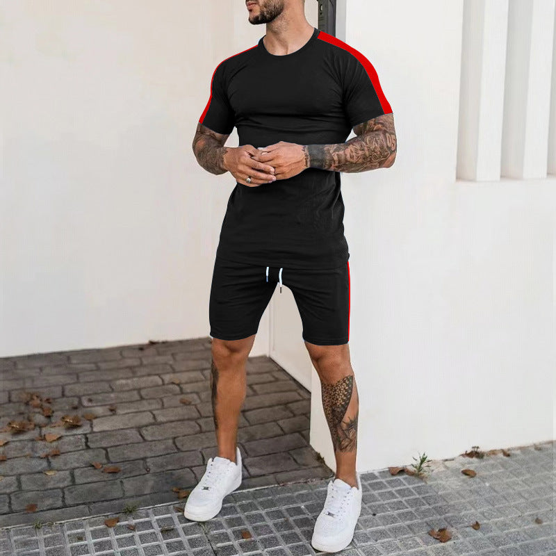 Herren Sport Set Kurzarm mit Kontraststreifen Modern