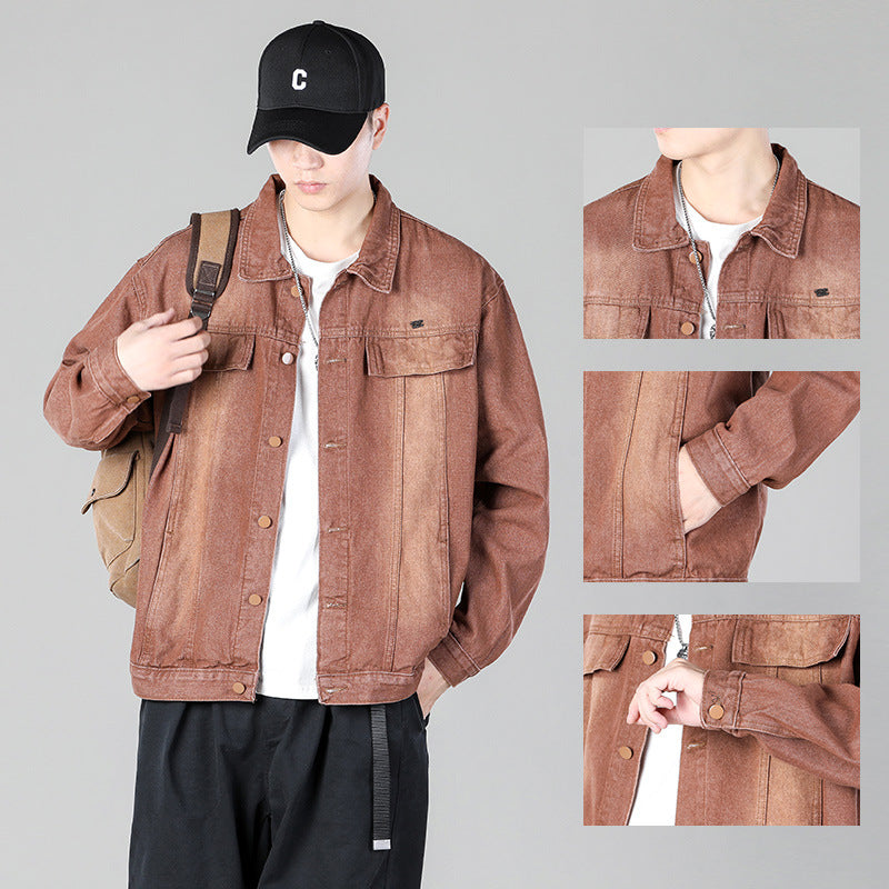 Herren Denimjacke Modern Lässig mit Taschen