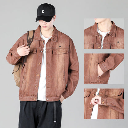 Herren Denimjacke Modern Lässig mit Taschen