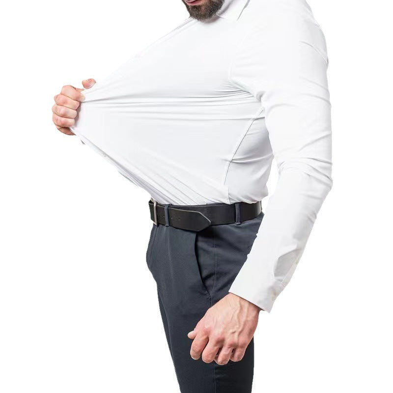 Herren Langarmhemd Atmungsaktiv Stretch Baumwolle Modern