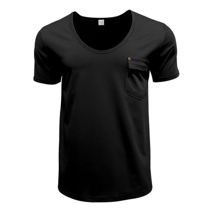 Herren T-Shirt V-Ausschnitt mit Brusttasche Casual Berlin