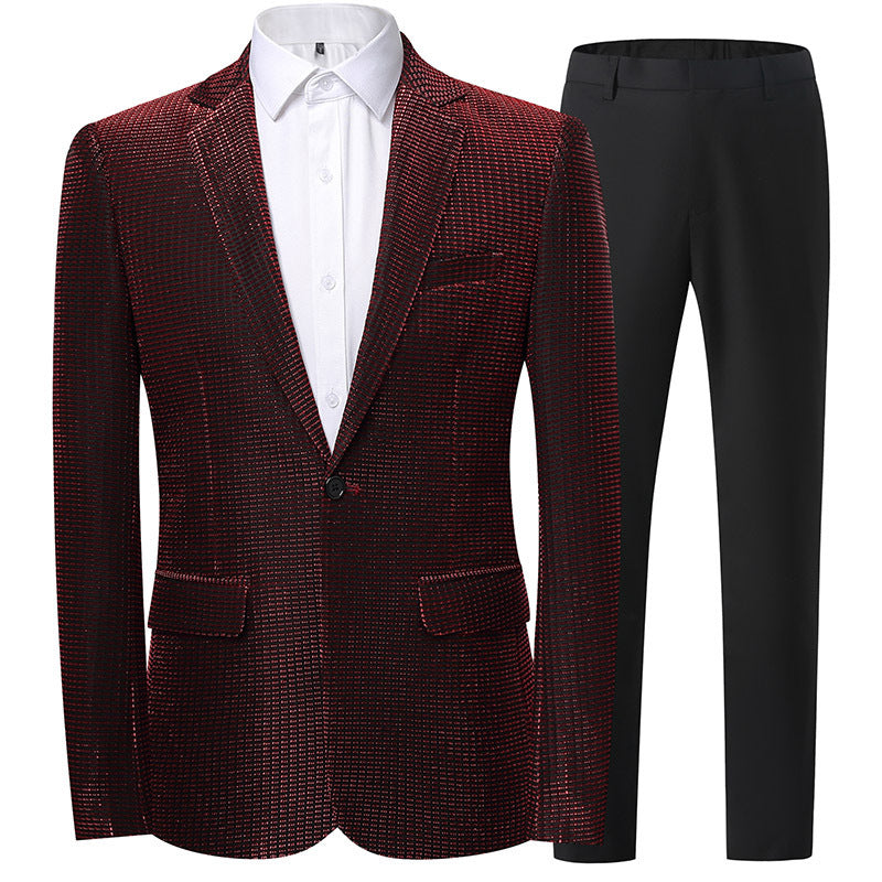 Herren Anzug Glitzer Pailletten Elegant Abend