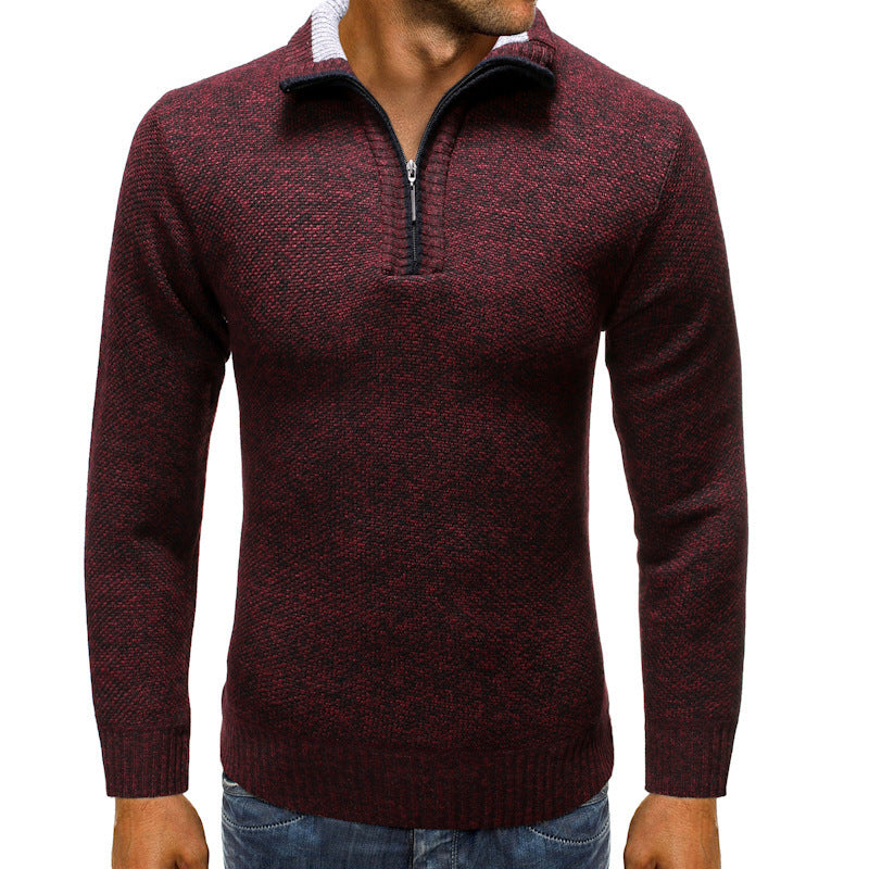 Herren Strickpullover Modern Stehkragen Reißverschluss Elegant