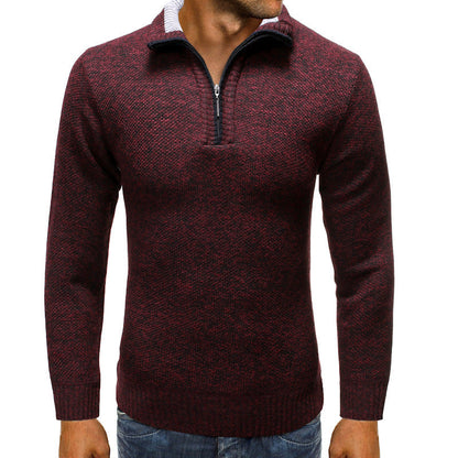 Herren Strickpullover Modern Stehkragen Reißverschluss Elegant
