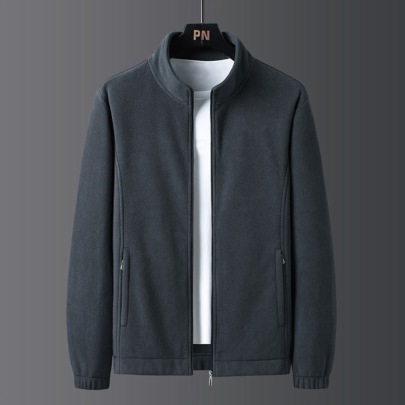 Herren Fleecejacke Modern mit Stehkragen und Taschen