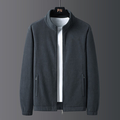 Herren Fleecejacke Modern mit Stehkragen und Taschen
