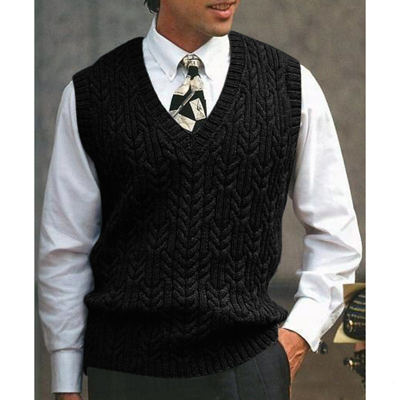 Herren Strickweste Zopfmuster Modern Flachstrick