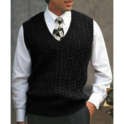 Herren Strickweste Zopfmuster Modern Flachstrick