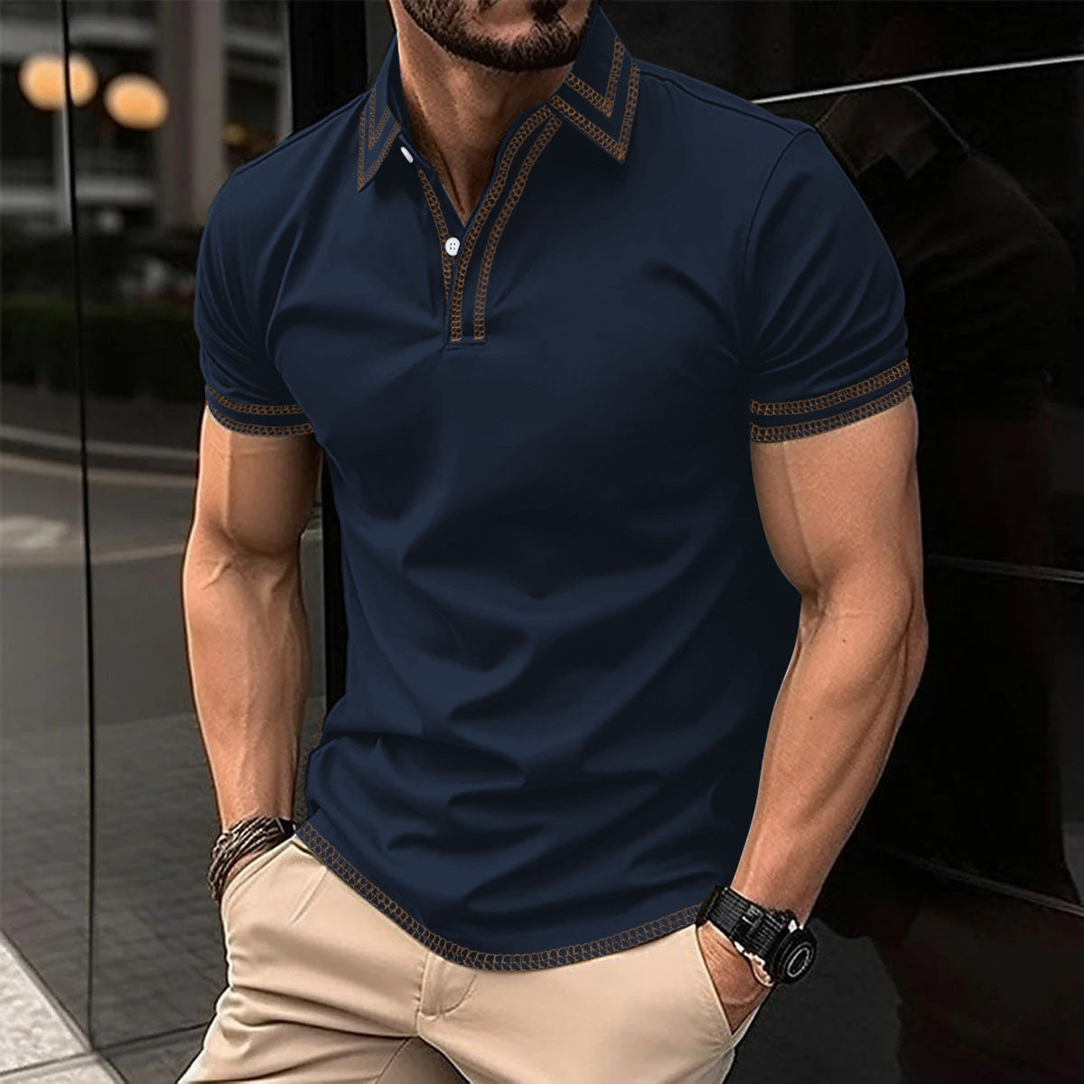 Herren Poloshirt Modern mit Stickdetails Trendy - BerlinGlamour