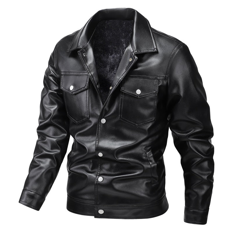 Herren Lederjacke Modern mit Taschen und schmalen Schnitt