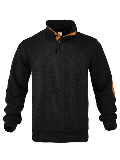 Herren Strickpullover Hochkragen Modern Knopfdesign
