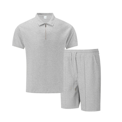 Herren Sportset Kurzarm Poloshirt Shorts Reißverschluss