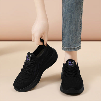Damen Sneaker Sport Bequem Atmungsaktiv Schwarz