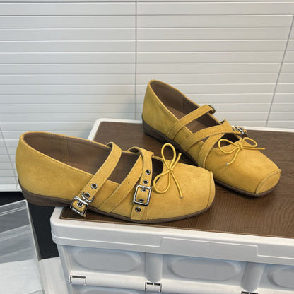 Damen Mokassins mit Kreuzriemen und Schnalle modern