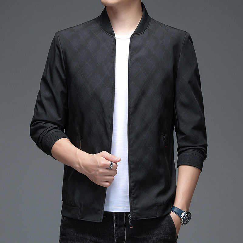 Herren Bomberjacke Modern mit Strukturdesign Schwarz