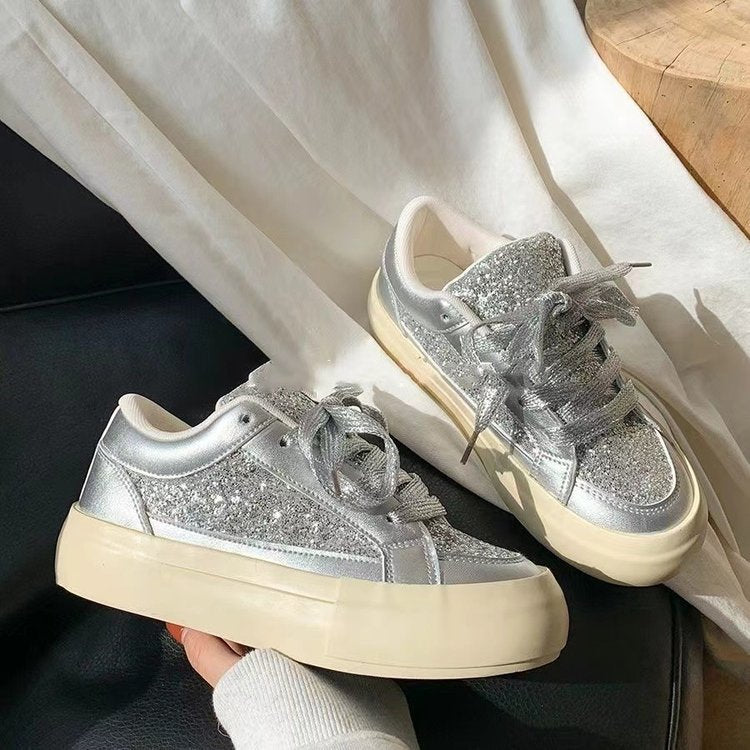 Damen Sneaker Glitzer Glanz atmungsaktiv Rutschfest