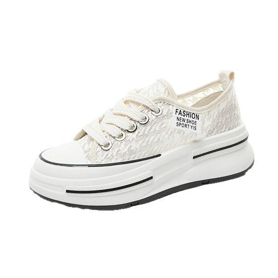 Damen Sneaker Plattform Bequem Textil Oberfläche