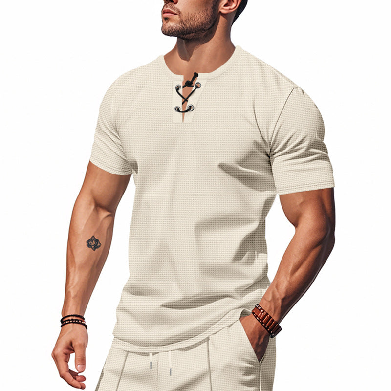 Herren T-Shirt Kurzarm mit Knopfverschluss Modern Style