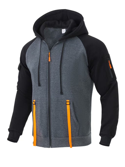 Herren Zip-Hoodiejacke Modern mit Taschen