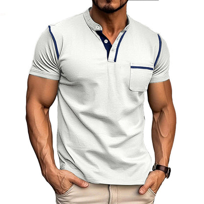 Herren Polohemd Modern mit Brusttasche und Henley Kragen