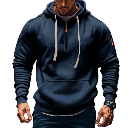 Herren Funktions-Hoodie mit halbem Reißverschluss und praktischen Taschen BerlinGlamour.