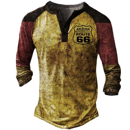 der neue Titel: Herren Langarm Henley-T-Shirt mit kreativem Druck und stilvollem Knopfverschluss BerlinGlamour